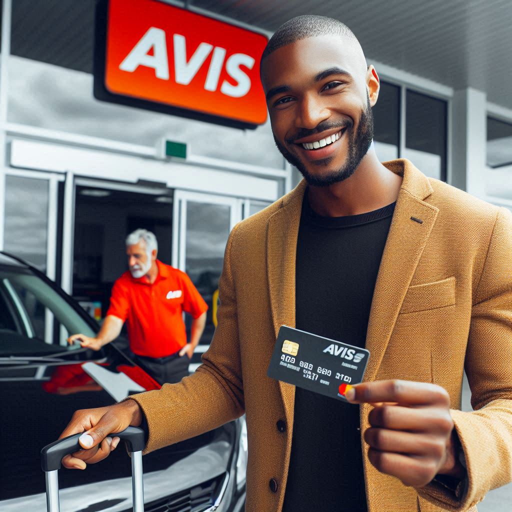man paying for his avis heathrow airport car rental with a credit card man paying for his avis heathrow airport car rental with a credit card